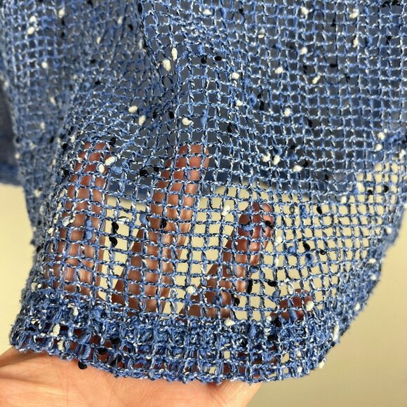 Lulu B Tunic Top‎ Womens XL Blue Net Mesh Mermaid Fishnet Open Knit 3/4 Sleeve - Picture 6 of 10